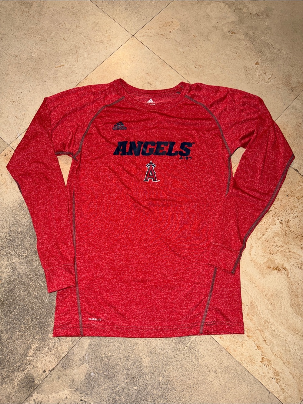 Angels Red Long Sleeve Performance Tee for Kids